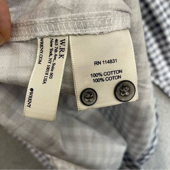 WRK The Reworked Shirt Men M Gray Gingham‎ Check Plaid Casual LS Button Down - Picture 5 of 12
